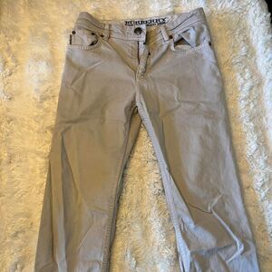 Burberry Women's Blue and Grey Trousers